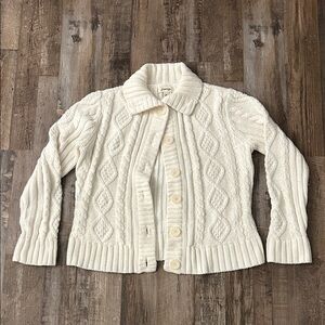St. John Bay Ivory Cable Knit Cardigan